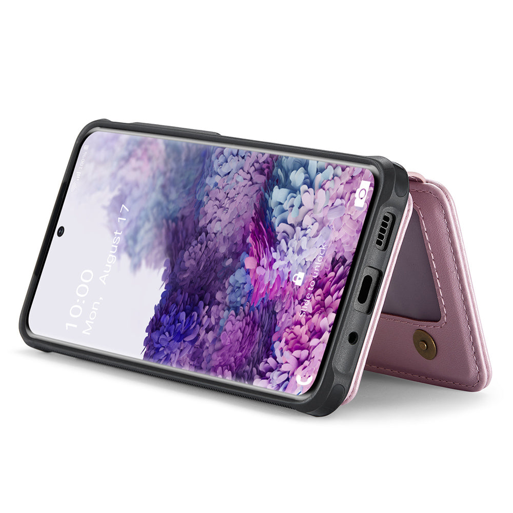 JEEHOOD J05 For Samsung Galaxy S20 Plus 5G / 4G Magnetic Case PU+TPU Phone Cover Card Holder Kickstand - Pink