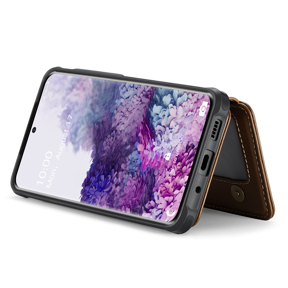JEEHOOD J05 For Samsung Galaxy S20 Plus 5G / 4G Magnetic Case PU+TPU Phone Cover Card Holder Kickstand - Brown