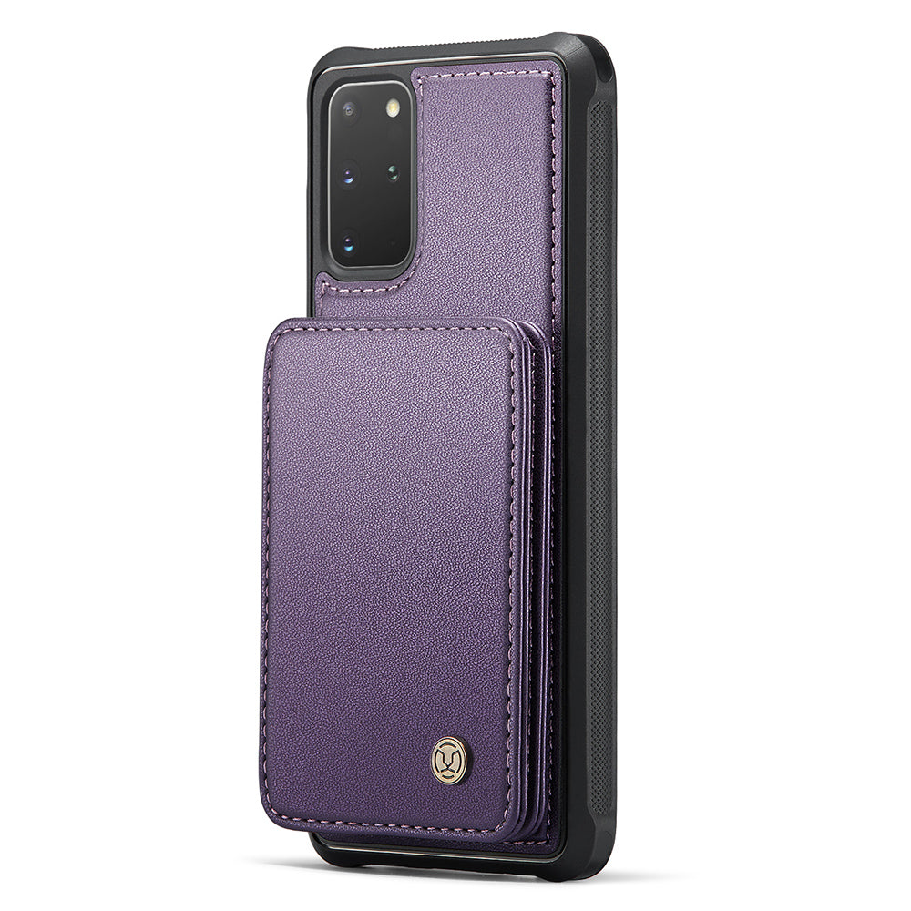 JEEHOOD J05 For Samsung Galaxy S20 Plus 5G / 4G Magnetic Case PU+TPU Phone Cover Card Holder Kickstand - Purple