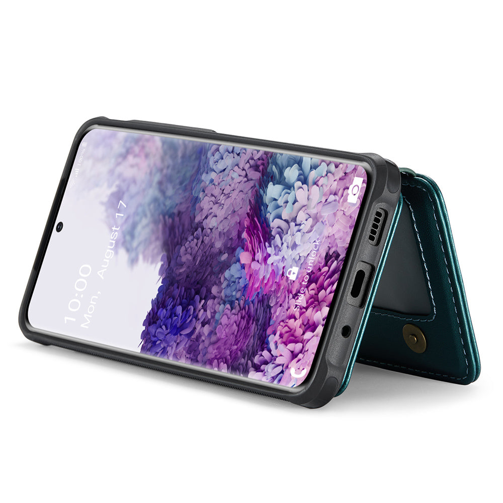 JEEHOOD J05 For Samsung Galaxy S20 Plus 5G / 4G Magnetic Case PU+TPU Phone Cover Card Holder Kickstand - Cyan