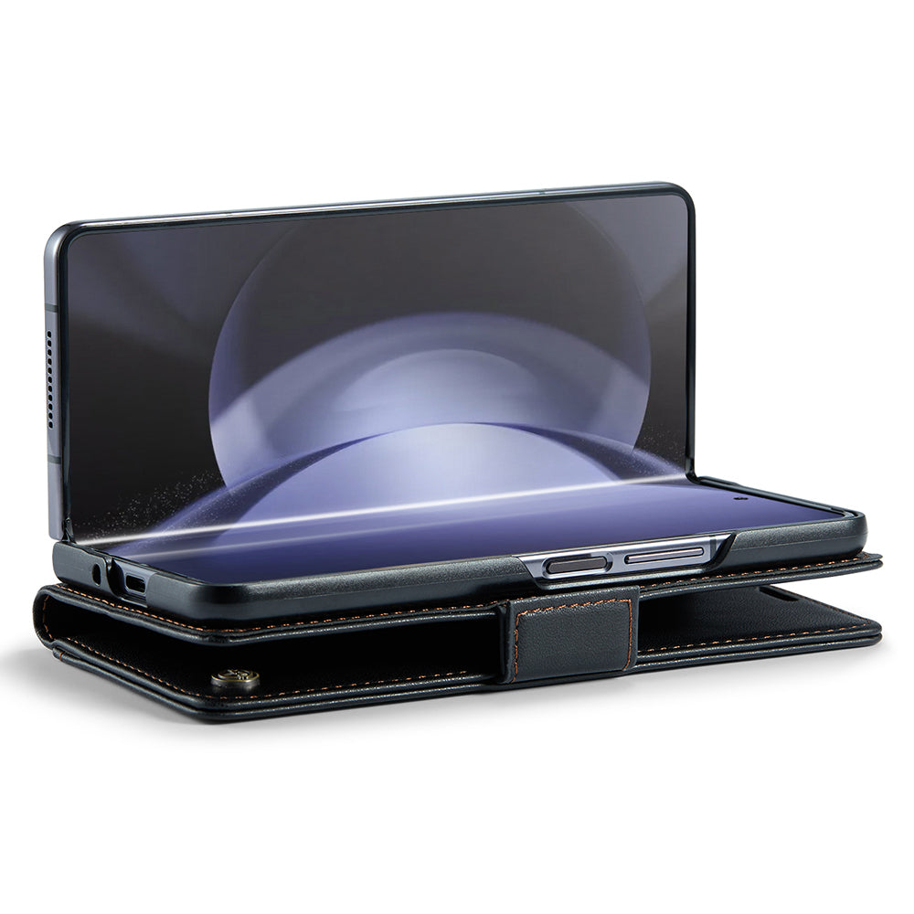 CASEME 023 Series For Samsung Galaxy Z Fold6 5G Case RFID Blocking Wallet Stand Phone Cover - Black