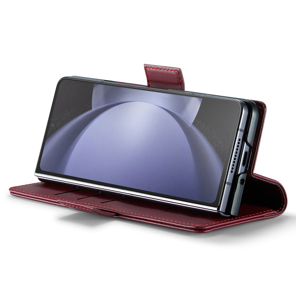 CASEME 023 Series For Samsung Galaxy Z Fold6 5G Case RFID Blocking Wallet Stand Phone Cover - Wine Red