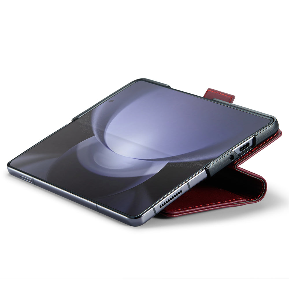 CASEME 023 Series For Samsung Galaxy Z Fold6 5G Case RFID Blocking Wallet Stand Phone Cover - Wine Red