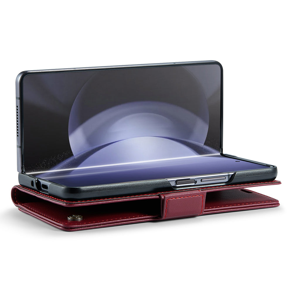 CASEME 023 Series For Samsung Galaxy Z Fold6 5G Case RFID Blocking Wallet Stand Phone Cover - Wine Red