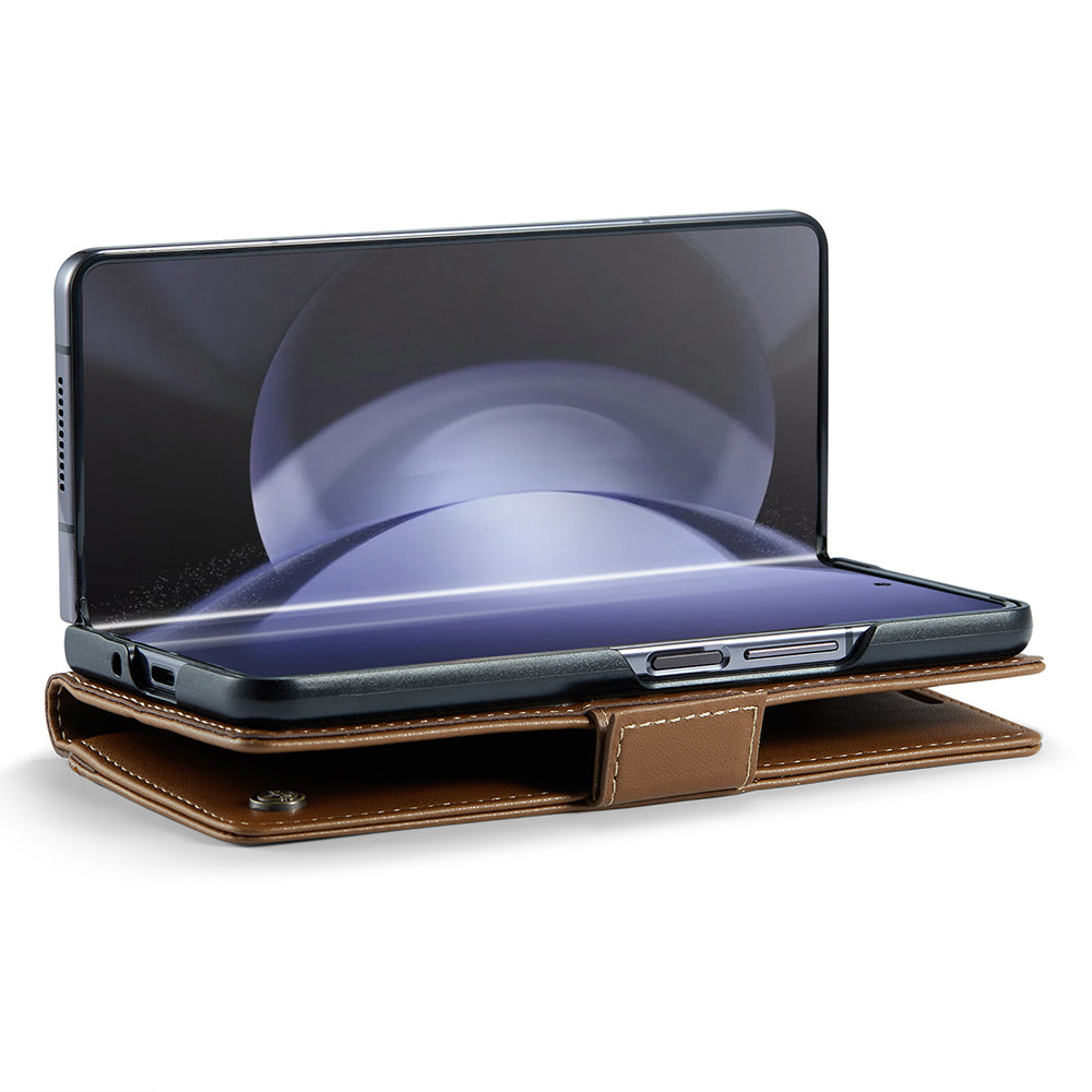 CASEME 023 Series For Samsung Galaxy Z Fold6 5G Case RFID Blocking Wallet Stand Phone Cover - Brown