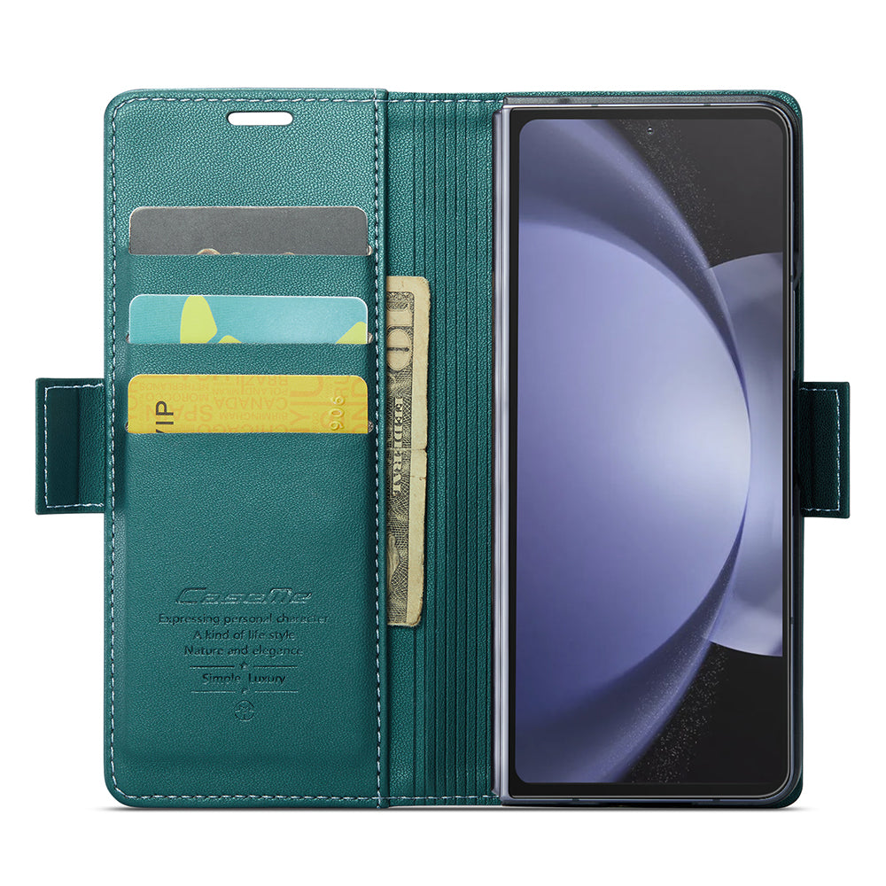 CASEME 023 Series For Samsung Galaxy Z Fold6 5G Case RFID Blocking Wallet Stand Phone Cover - Green