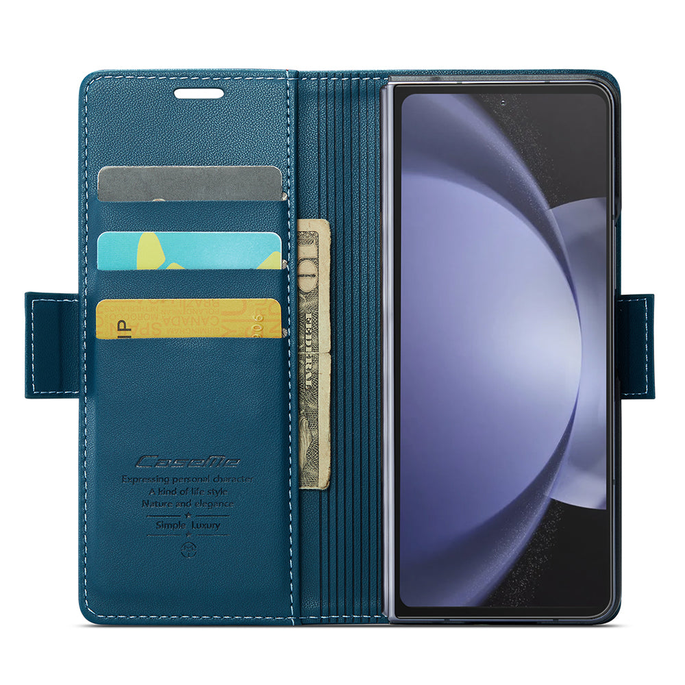 CASEME 023 Series For Samsung Galaxy Z Fold6 5G Case RFID Blocking Wallet Stand Phone Cover - Blue