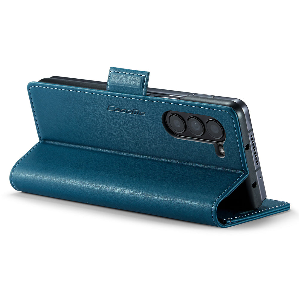 CASEME 023 Series For Samsung Galaxy Z Fold6 5G Case RFID Blocking Wallet Stand Phone Cover - Blue