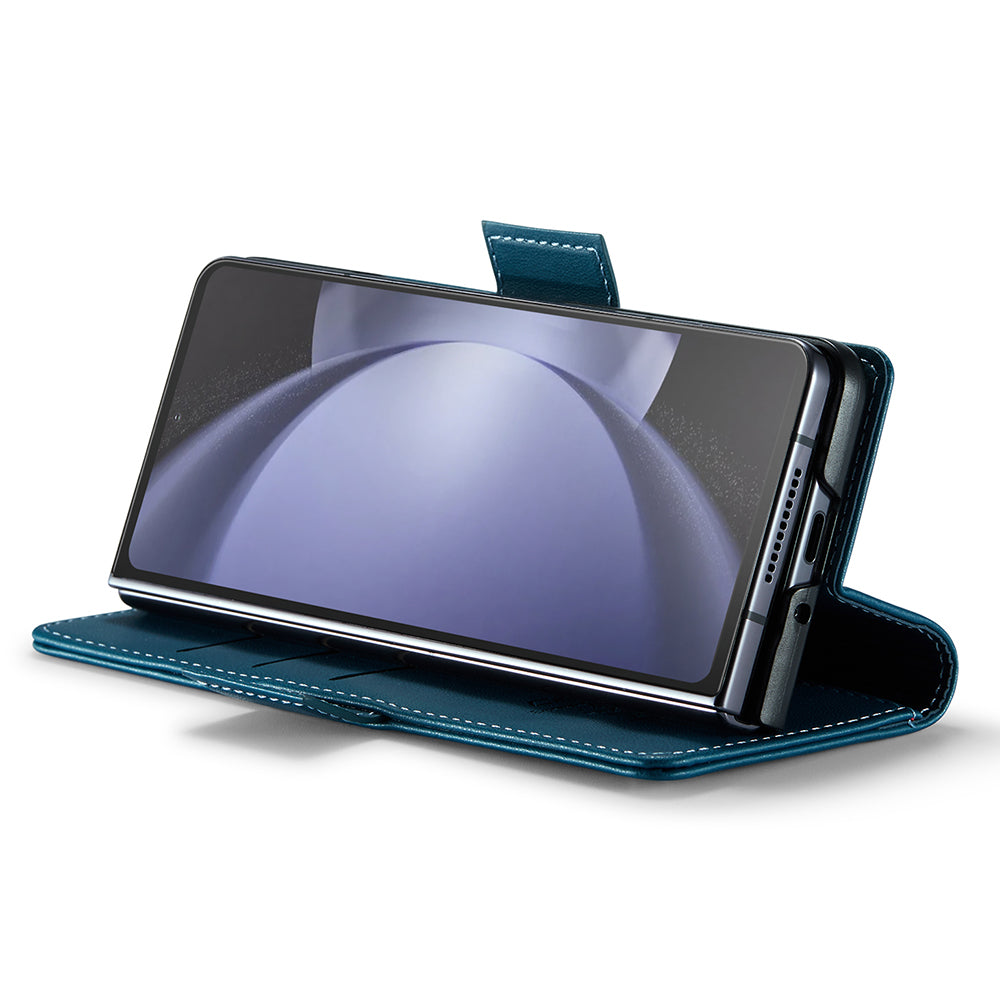CASEME 023 Series For Samsung Galaxy Z Fold6 5G Case RFID Blocking Wallet Stand Phone Cover - Blue