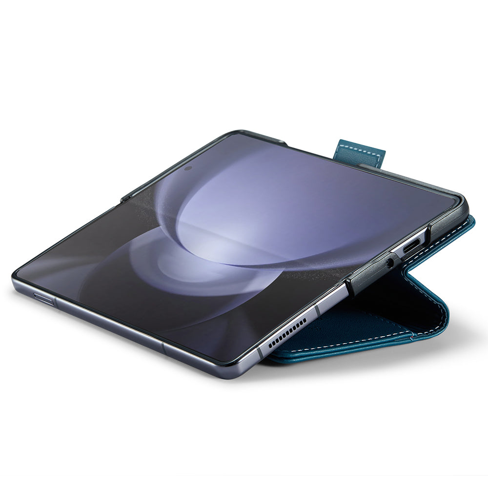 CASEME 023 Series For Samsung Galaxy Z Fold6 5G Case RFID Blocking Wallet Stand Phone Cover - Blue