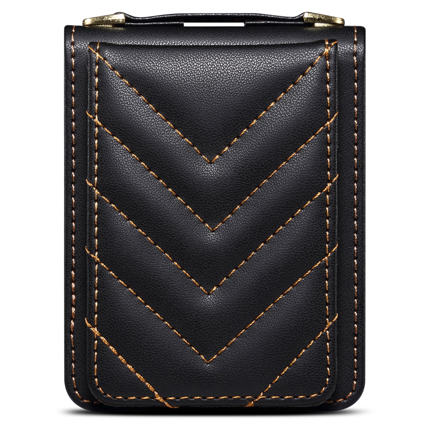 For Samsung Galaxy Z Flip6 5G Case PU Leather+PC Crossbody Phone Cover with Card Holder - Black