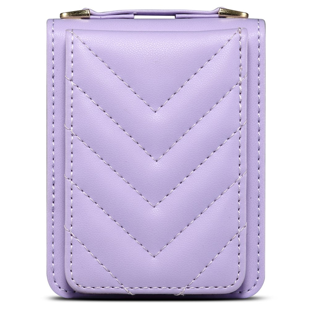 For Samsung Galaxy Z Flip7 FE 5G / Z Flip6 5G Case PU Leather+PC Crossbody Phone Cover with Card Holder - Purple