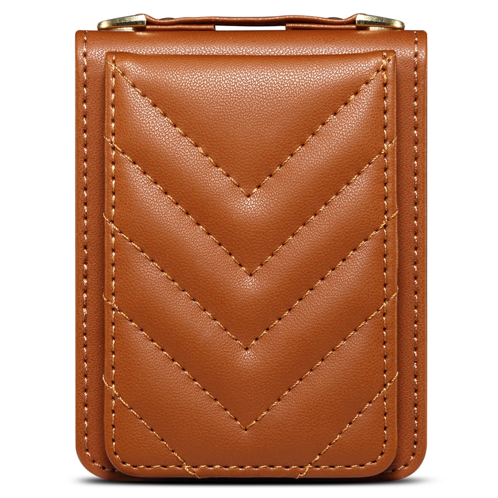 For Samsung Galaxy Z Flip6 5G Case PU Leather+PC Crossbody Phone Cover with Card Holder - Brown