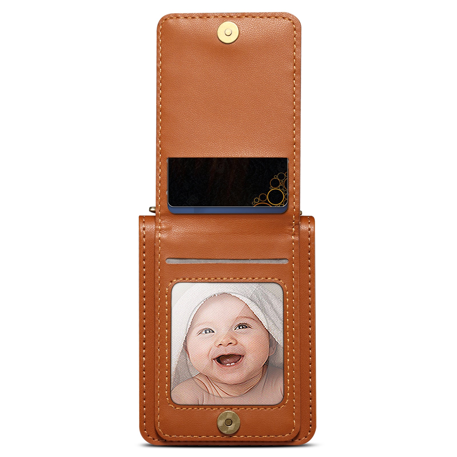For Samsung Galaxy Z Flip6 5G Case PU Leather+PC Crossbody Phone Cover with Card Holder - Brown