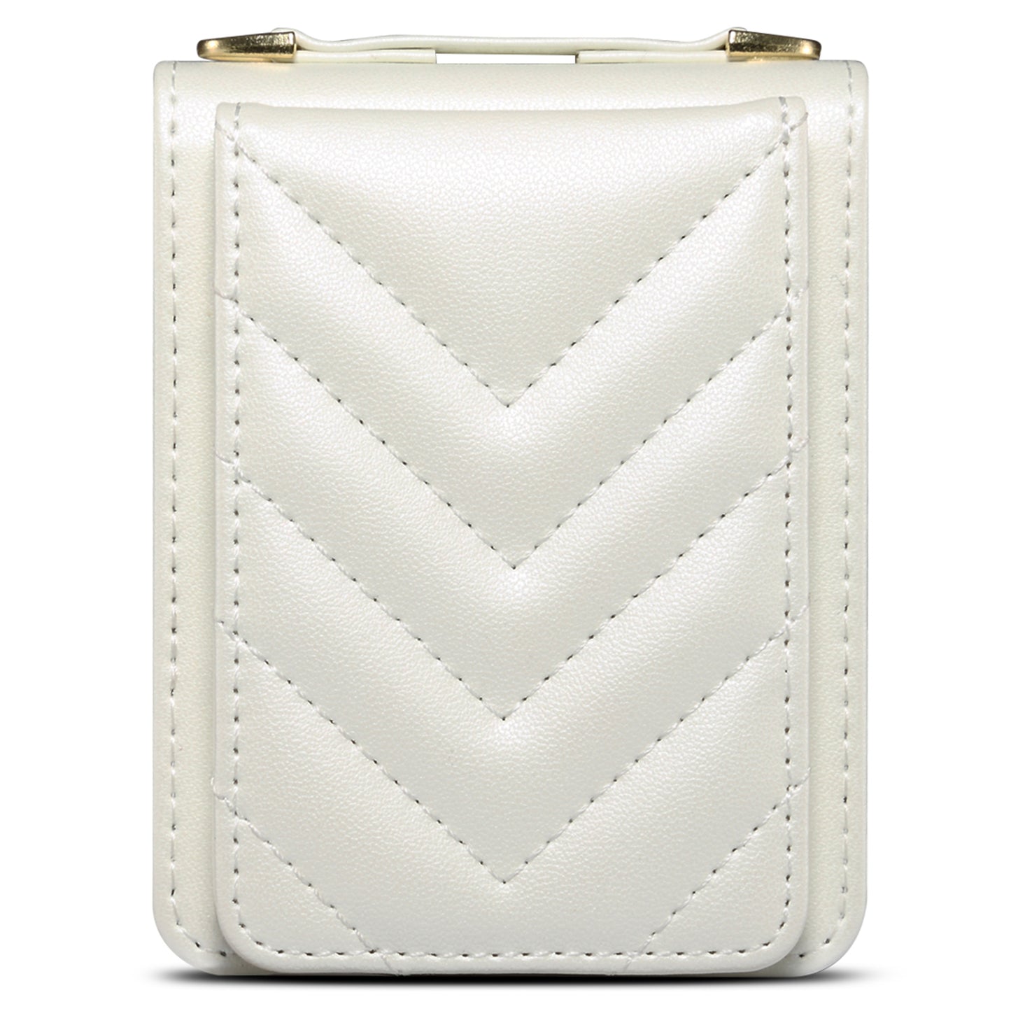 For Samsung Galaxy Z Flip6 5G Case PU Leather+PC Crossbody Phone Cover with Card Holder - White