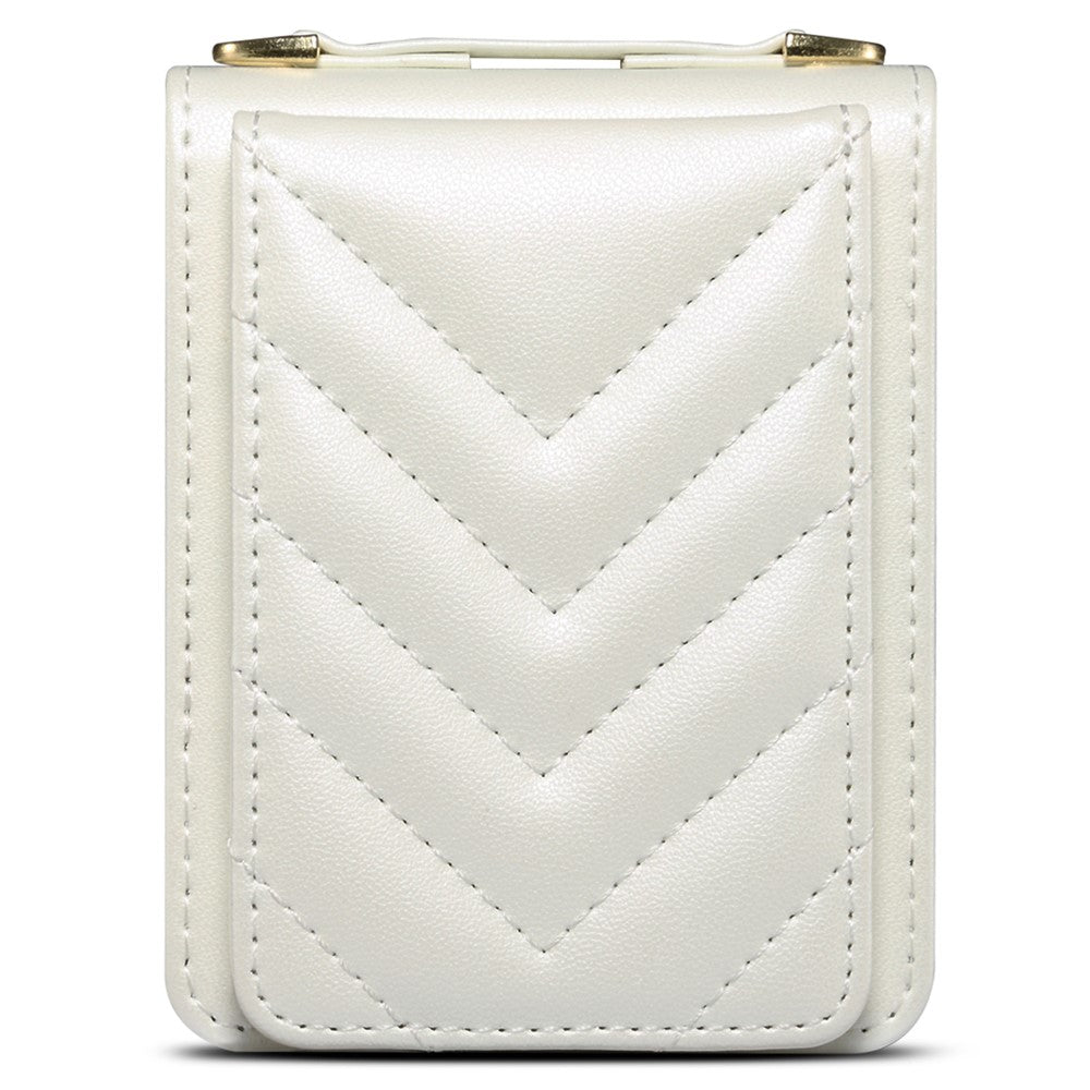 For Samsung Galaxy Z Flip7 FE 5G / Z Flip6 5G Case PU Leather+PC Crossbody Phone Cover with Card Holder - White