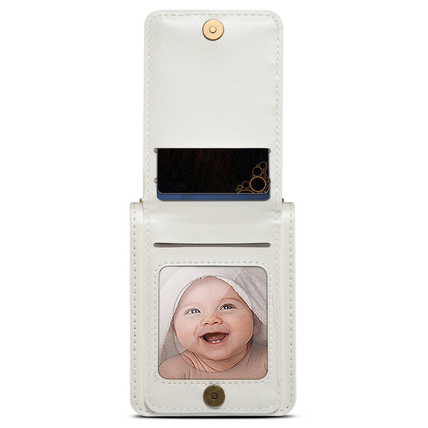 For Samsung Galaxy Z Flip6 5G Case PU Leather+PC Crossbody Phone Cover with Card Holder - White