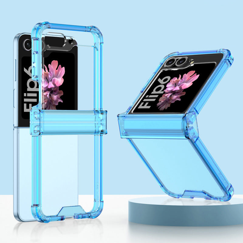 GKK For Samsung Galaxy Z Flip6 5G Airbag Cushion Hinge Phone Cases TPU+PC Folding Phone Cover - Transparent Blue
