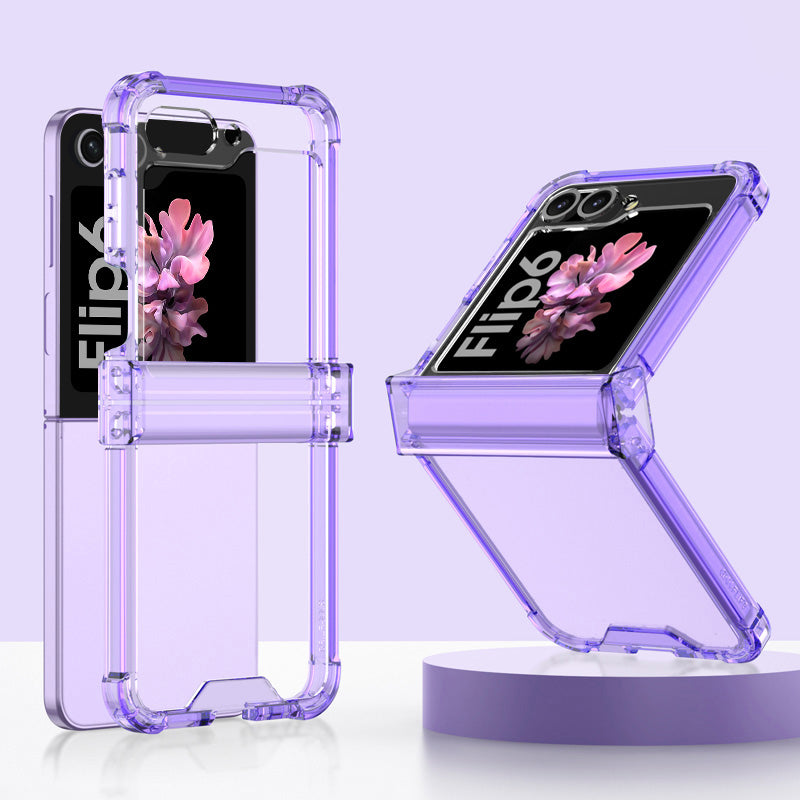 GKK For Samsung Galaxy Z Flip6 5G Airbag Cushion Hinge Phone Cases TPU+PC Folding Phone Cover - Transparent Purple
