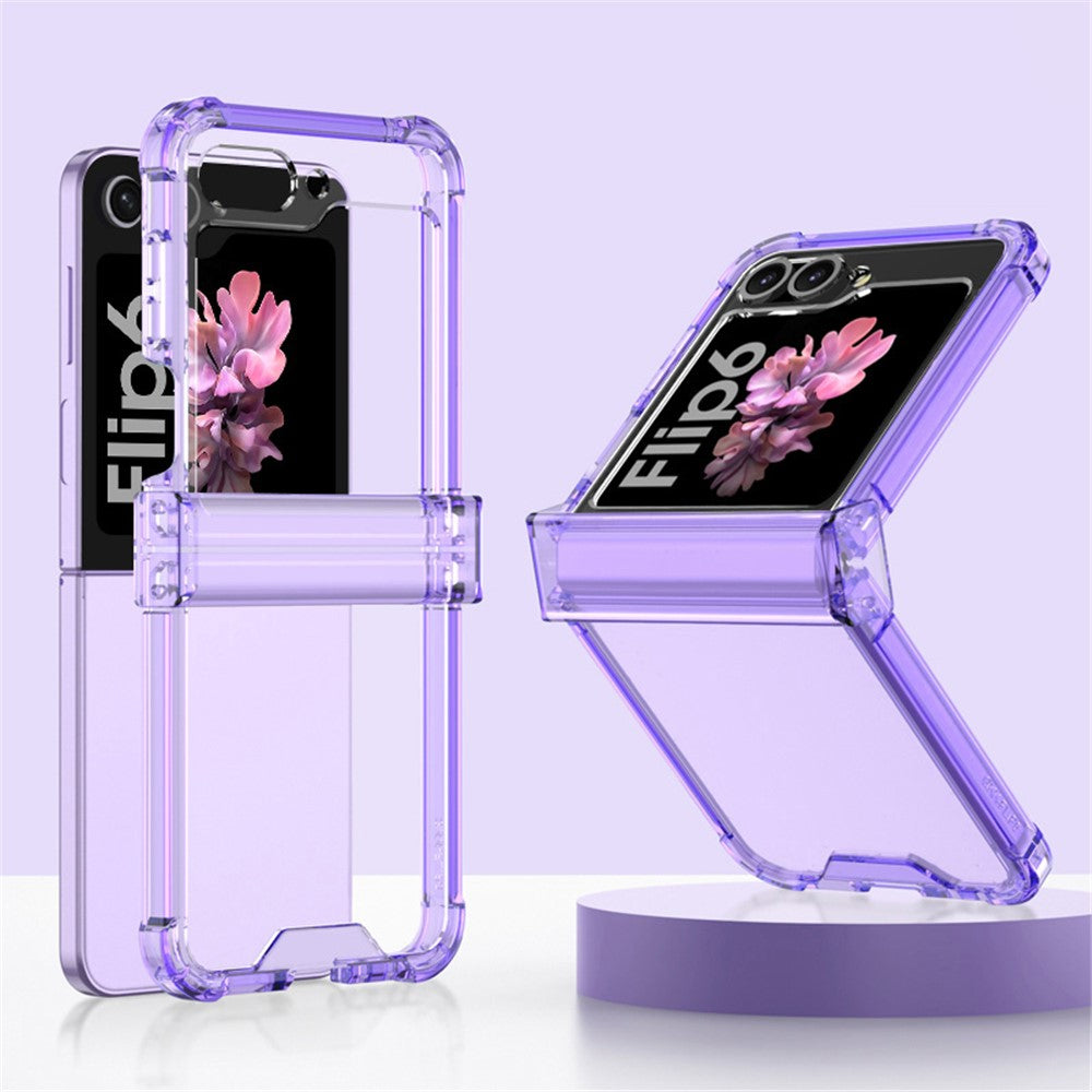 GKK For Samsung Galaxy Z Flip7 FE 5G / Z Flip6 5G Airbag Cushion Hinge Phone Cases TPU+PC Folding Phone Cover - Transparent Purple