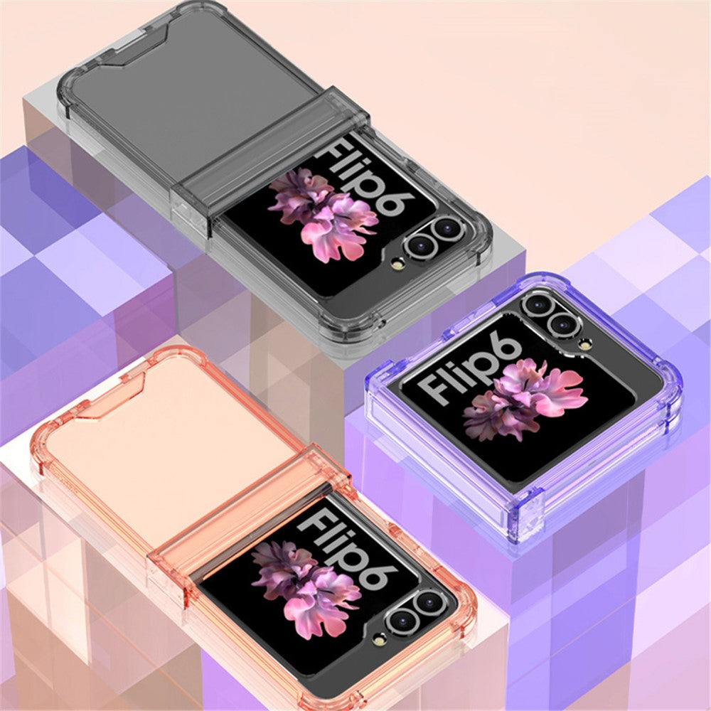 GKK For Samsung Galaxy Z Flip7 FE 5G / Z Flip6 5G Airbag Cushion Hinge Phone Cases TPU+PC Folding Phone Cover - Transparent Purple