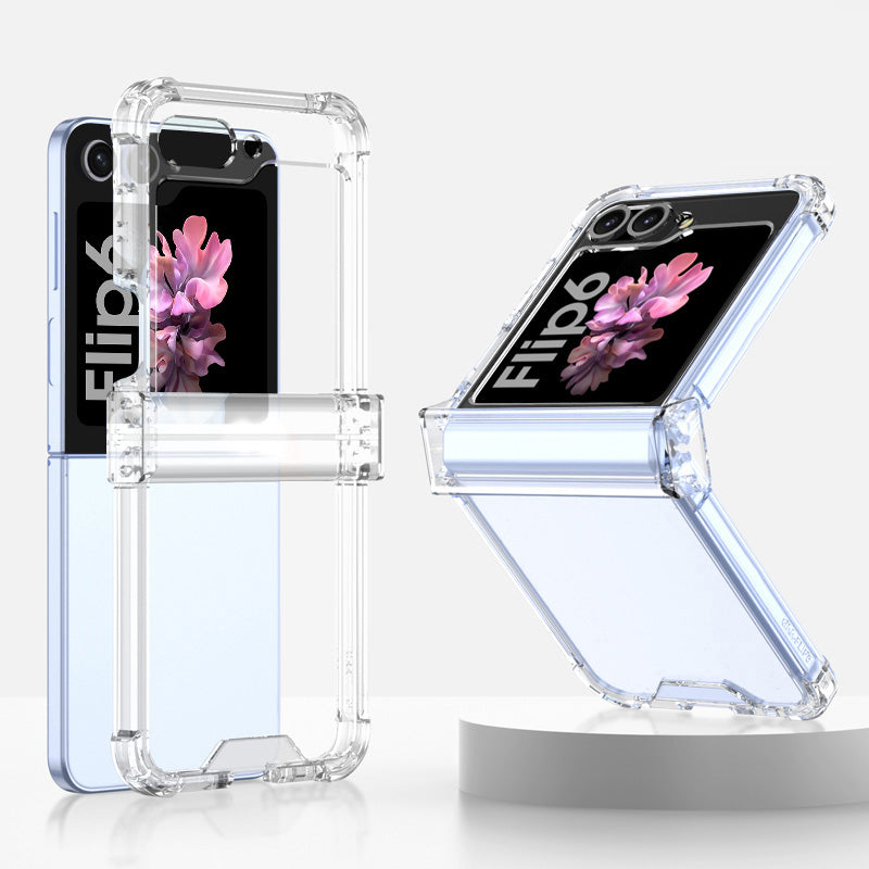 GKK For Samsung Galaxy Z Flip6 5G Airbag Cushion Hinge Phone Cases TPU+PC Folding Phone Cover - Transparent