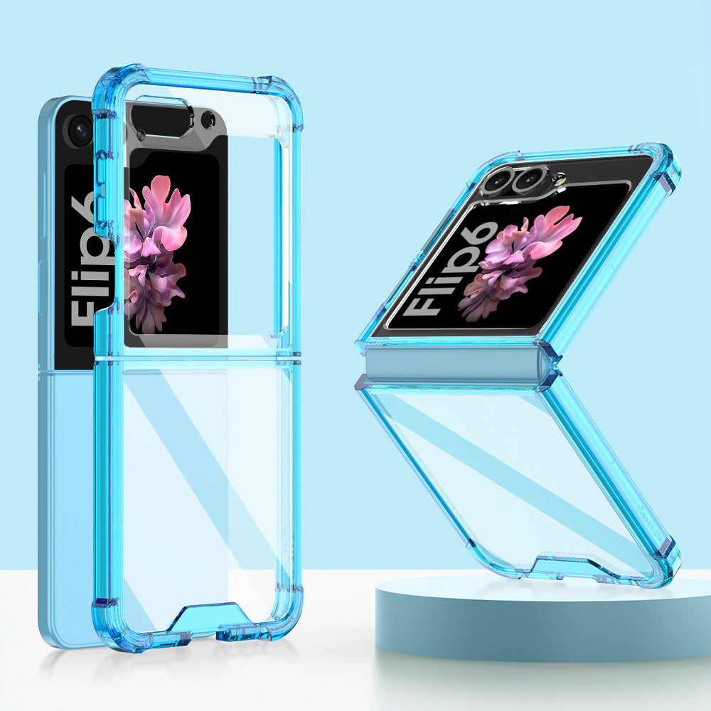 GKK For Samsung Galaxy Z Flip6 5G Airbag Cushion Phone Cases TPU+PC Folding Phone Cover - Transparent Blue