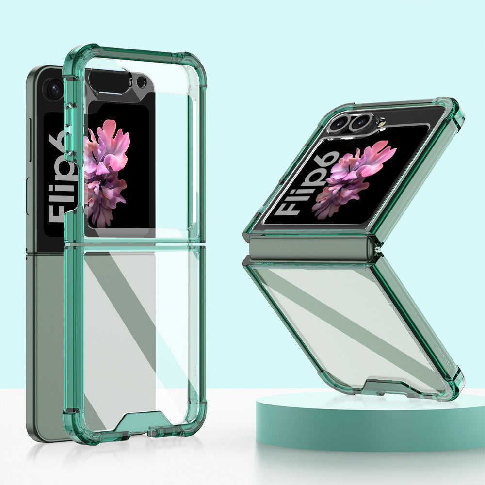 GKK For Samsung Galaxy Z Flip6 5G Airbag Cushion Phone Cases TPU+PC Folding Phone Cover - Transparent Green
