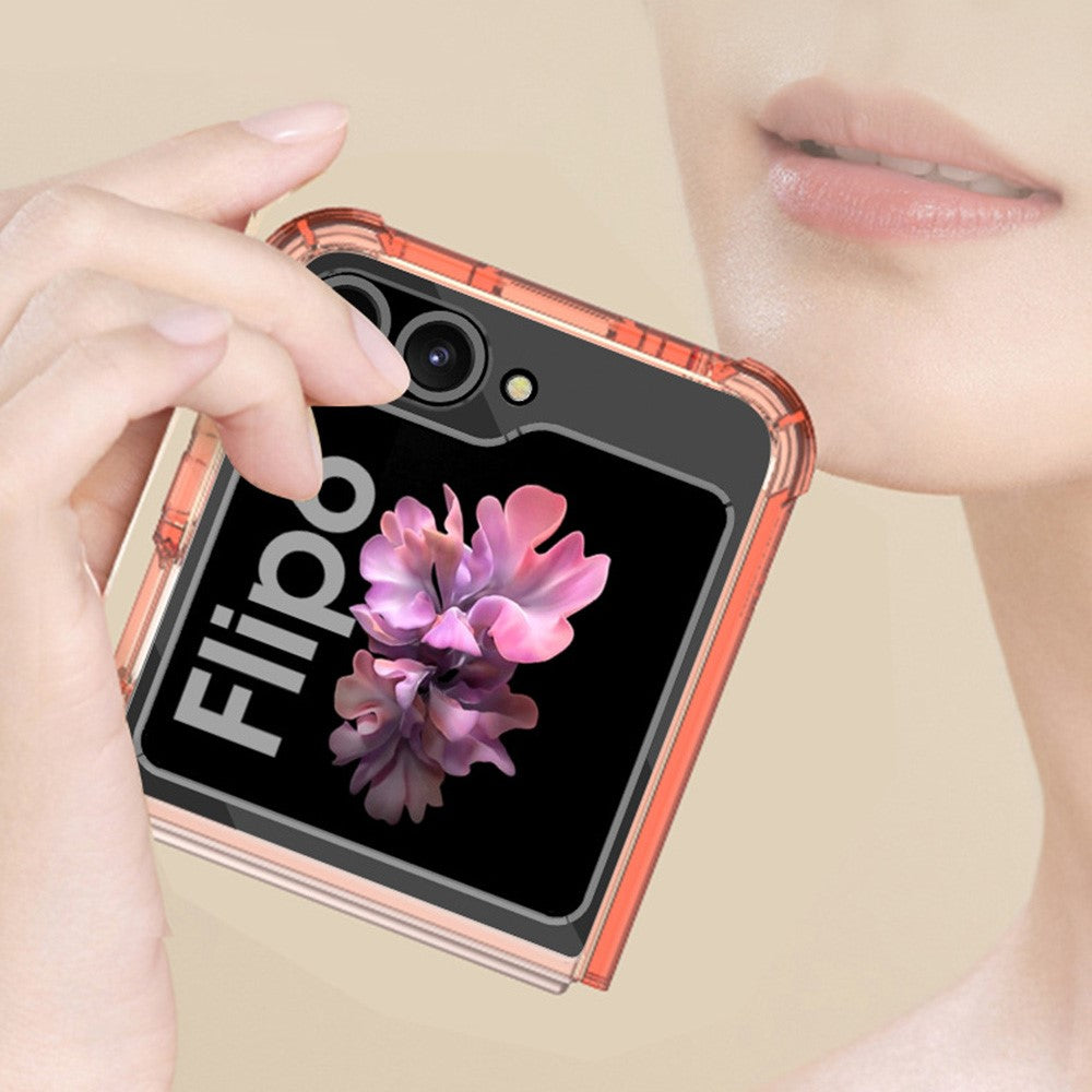 GKK For Samsung Galaxy Z Flip7 FE 5G / Z Flip6 5G Airbag Cushion Phone Cases TPU+PC Folding Phone Cover - Transparent Green