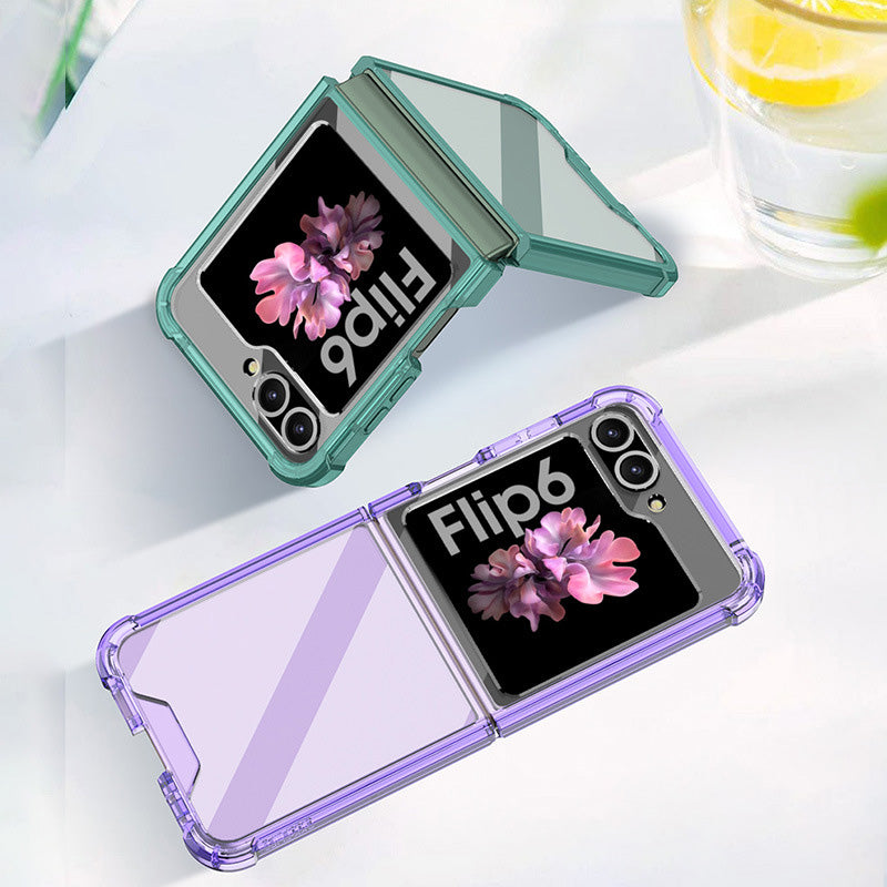 GKK For Samsung Galaxy Z Flip6 5G Airbag Cushion Phone Cases TPU+PC Folding Phone Cover - Transparent Green