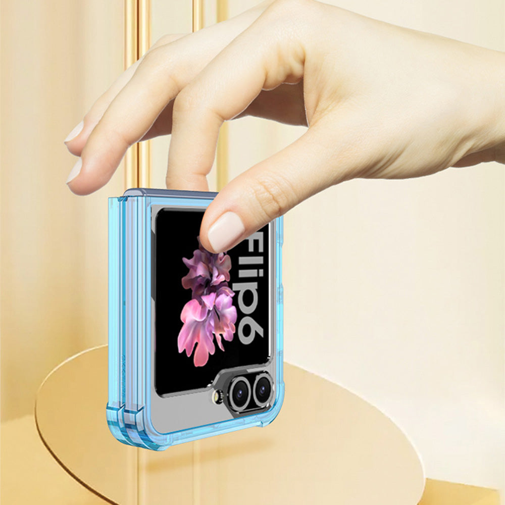 GKK For Samsung Galaxy Z Flip6 5G Airbag Cushion Phone Cases TPU+PC Folding Cover Magnetic Phone Shell - Transparent
