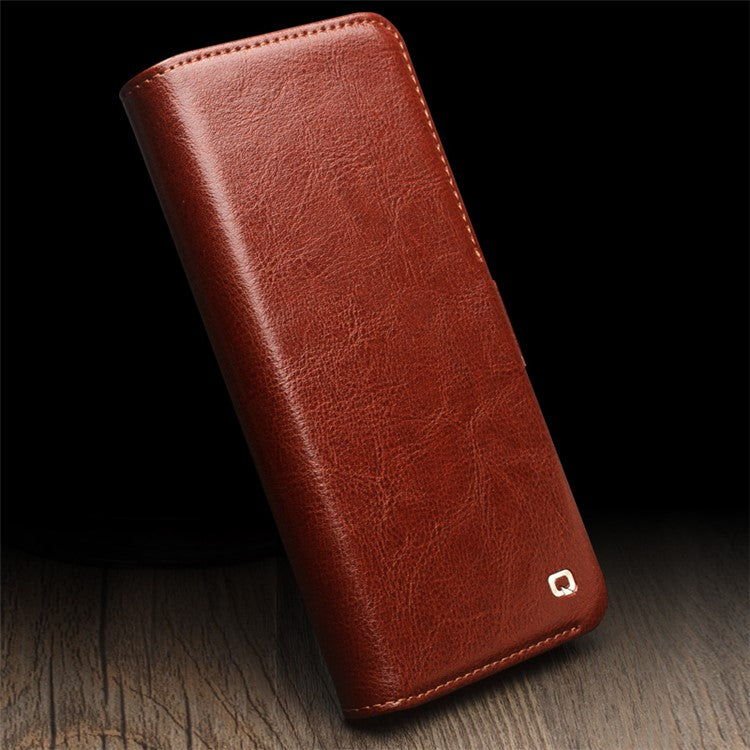 QIALINO For Huawei Pura 70 Ultra Wallet Case Genuine Cow Leather Flip Phone Cover - Dark Brown