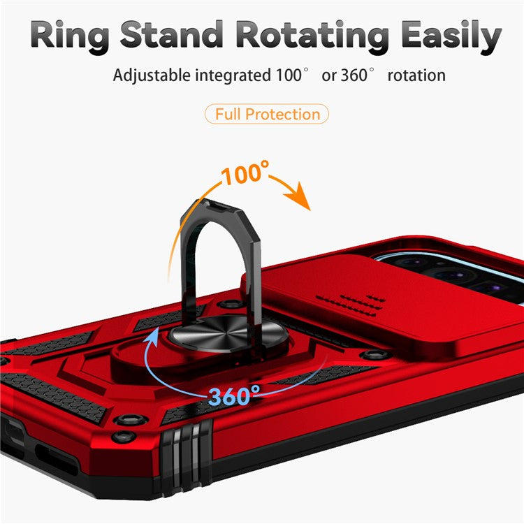 For Google Pixel 9 / 9 Pro Case Camera Protection PC+TPU Phone Cover with Kickstand - Red