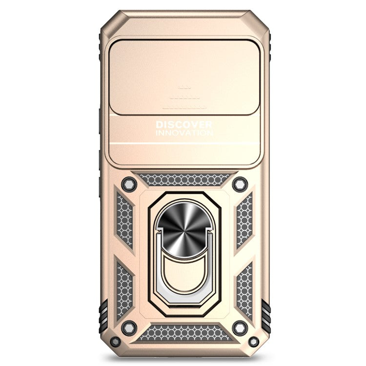 For Google Pixel 9 / 9 Pro Case Camera Protection PC+TPU Phone Cover with Kickstand - Gold