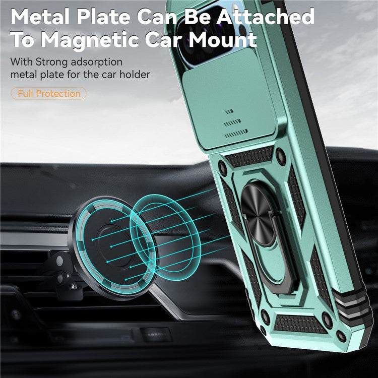 For Google Pixel 9 / 9 Pro Case Camera Protection PC+TPU Phone Cover with Kickstand - Blackish Green