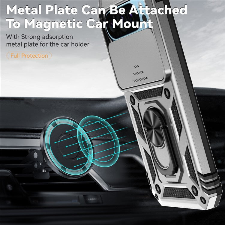 For Google Pixel 9 / 9 Pro Case Camera Protection PC+TPU Phone Cover with Kickstand - Silver