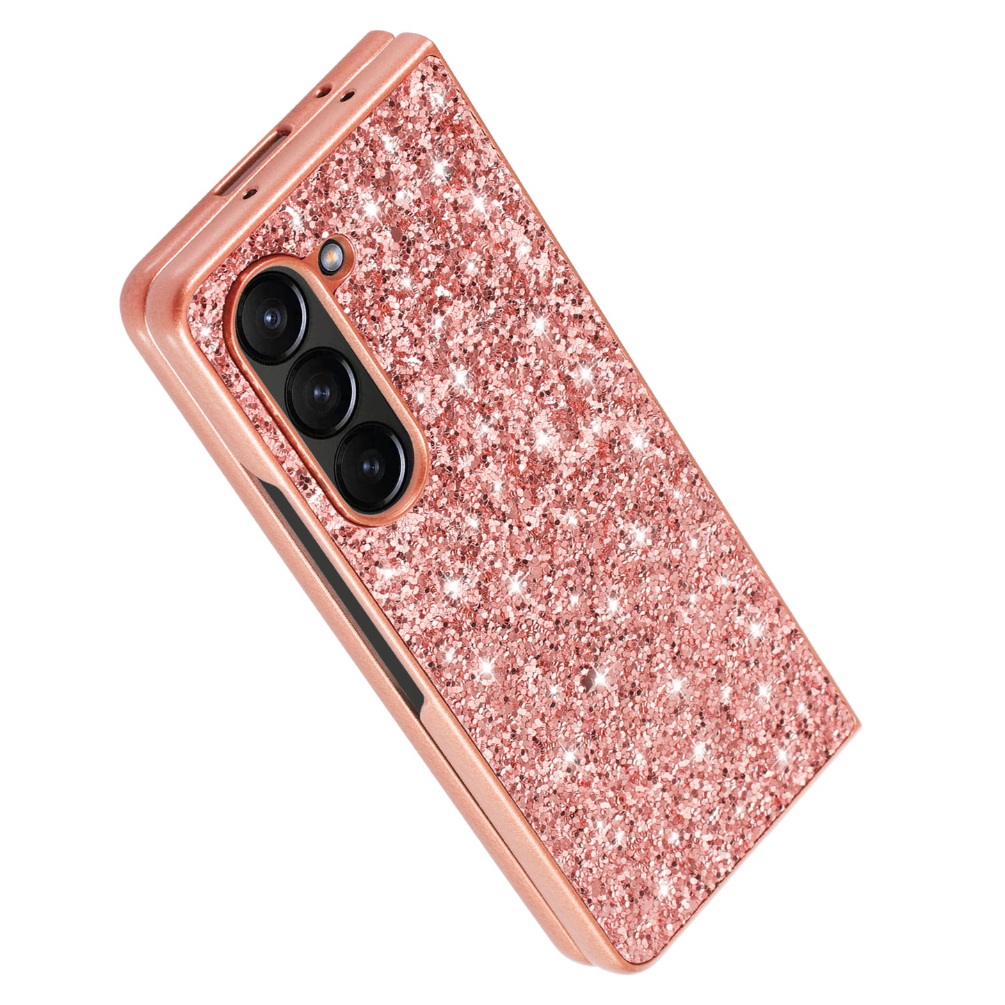 For Samsung Galaxy Z Fold6 5G Phone Case Glitter Electroplated TPU Frame PC Back Cover - Red