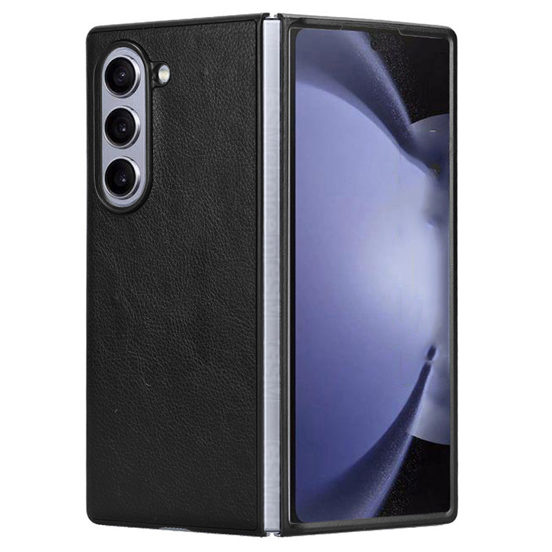 For Samsung Galaxy Z Fold6 5G Case Litchi Texture PU Leather + PC Phone Cover - Black