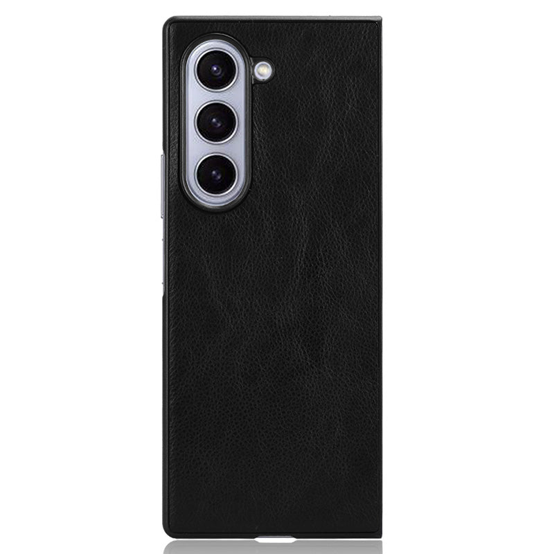 For Samsung Galaxy Z Fold6 5G Case Litchi Texture PU Leather + PC Phone Cover - Black