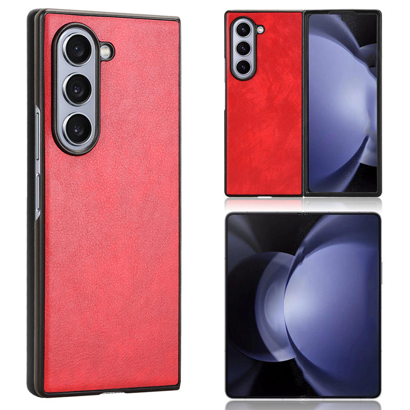 For Samsung Galaxy Z Fold6 5G Case Litchi Texture PU Leather + PC Phone Cover - Red