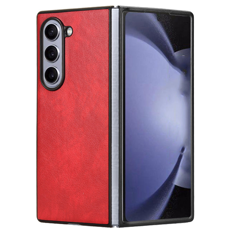 For Samsung Galaxy Z Fold6 5G Case Litchi Texture PU Leather + PC Phone Cover - Red