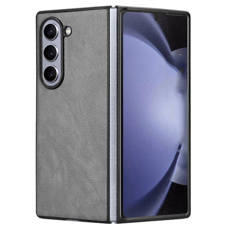 For Samsung Galaxy Z Fold6 5G Case Litchi Texture PU Leather + PC Phone Cover - Grey