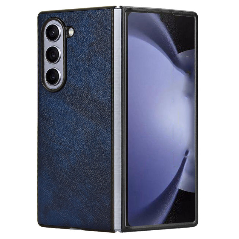For Samsung Galaxy Z Fold6 5G Case Litchi Texture PU Leather + PC Phone Cover - Blue