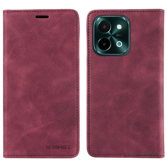 BETOPNICE 003 For vivo Y28 4G / iQOO Z9x 5G Case RFID Blocking Leather Phone Cover - Red