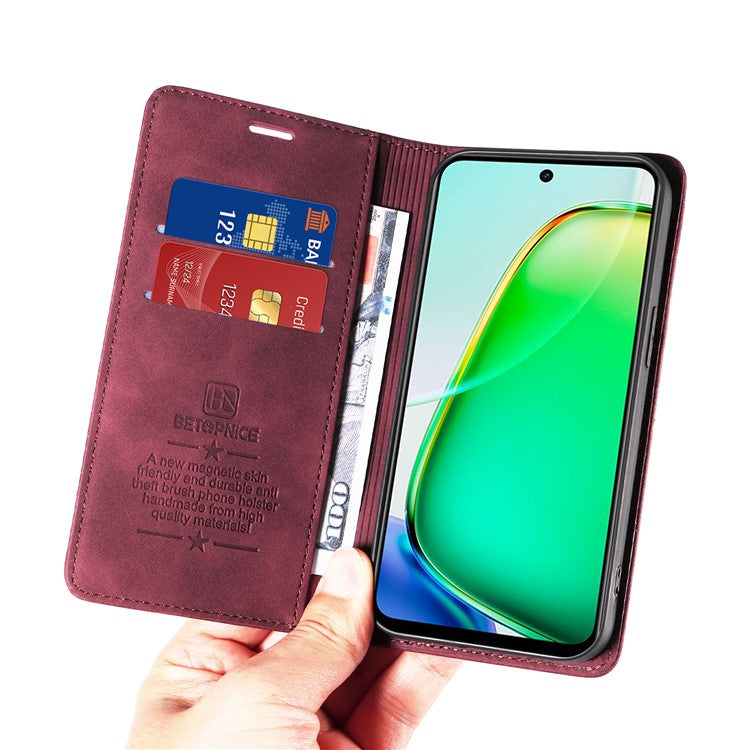 BETOPNICE 003 For vivo Y28 4G / iQOO Z9x 5G Case RFID Blocking Leather Phone Cover - Red