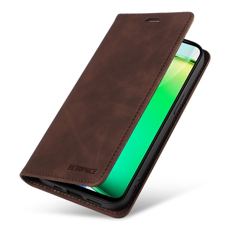 BETOPNICE 003 For vivo Y28 4G / iQOO Z9x 5G Case RFID Blocking Leather Phone Cover - Brown