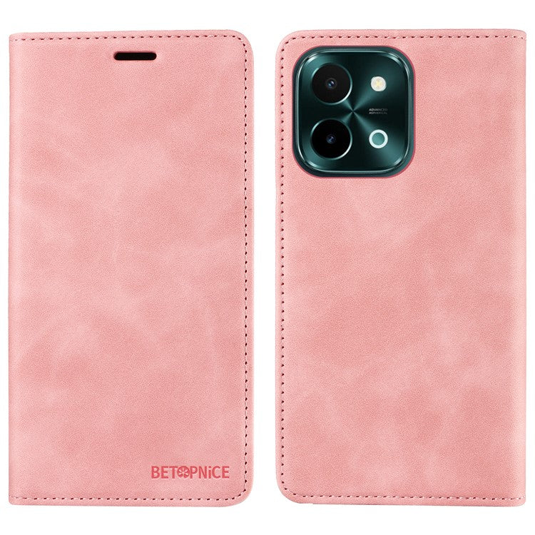 BETOPNICE 003 For vivo Y28 4G / iQOO Z9x 5G Case RFID Blocking Leather Phone Cover - Pink