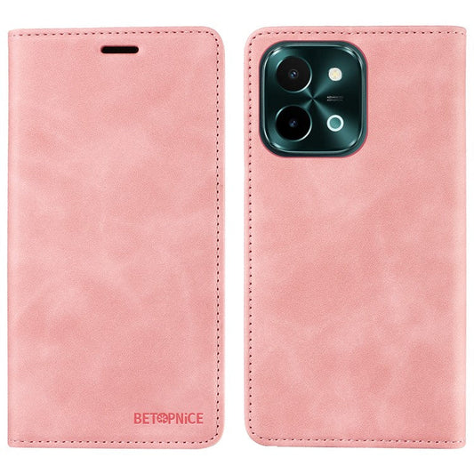 BETOPNICE 003 For vivo Y28 4G / iQOO Z9x 5G Case RFID Blocking Leather Phone Cover - Pink