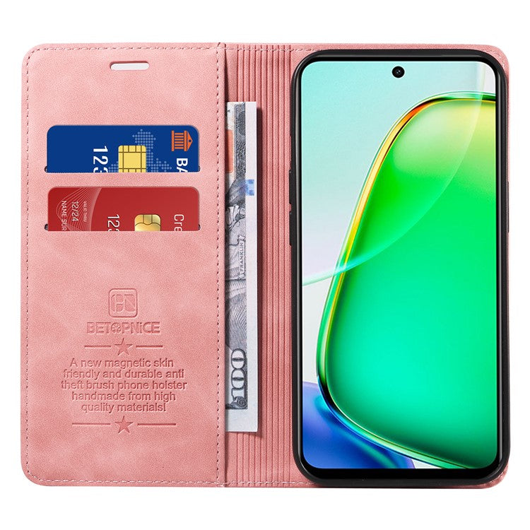 BETOPNICE 003 For vivo Y28 4G / iQOO Z9x 5G Case RFID Blocking Leather Phone Cover - Pink