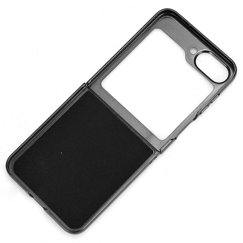 For Samsung Galaxy Z Flip6 5G Case Litchi Texture Leather Coated PC Phone Cover Card Slot - Grey